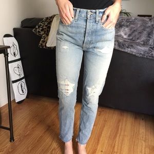 High rise ankle cropped skinny Re/done jeans